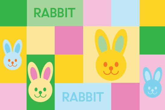 coloured checkerboard with Rabbits
