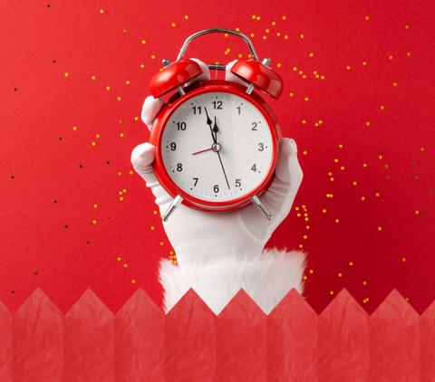 Santa with an alarm clock