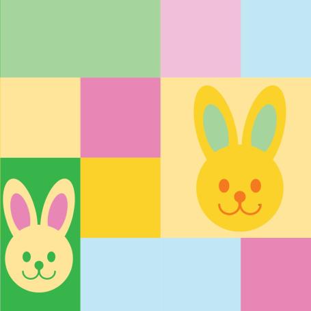 coloured checkerboard with rabbit on it
