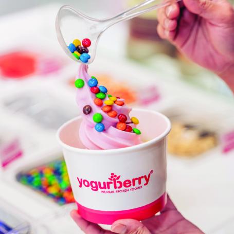 frozen yoghurt topped with M and Ms