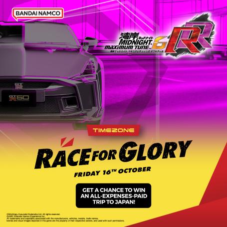Text: Timezone. Race for Glory Friday 16th October