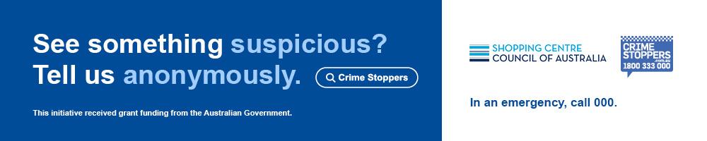 Crime Stoppers. Text 'See something suspicious? Tell us anonymously'