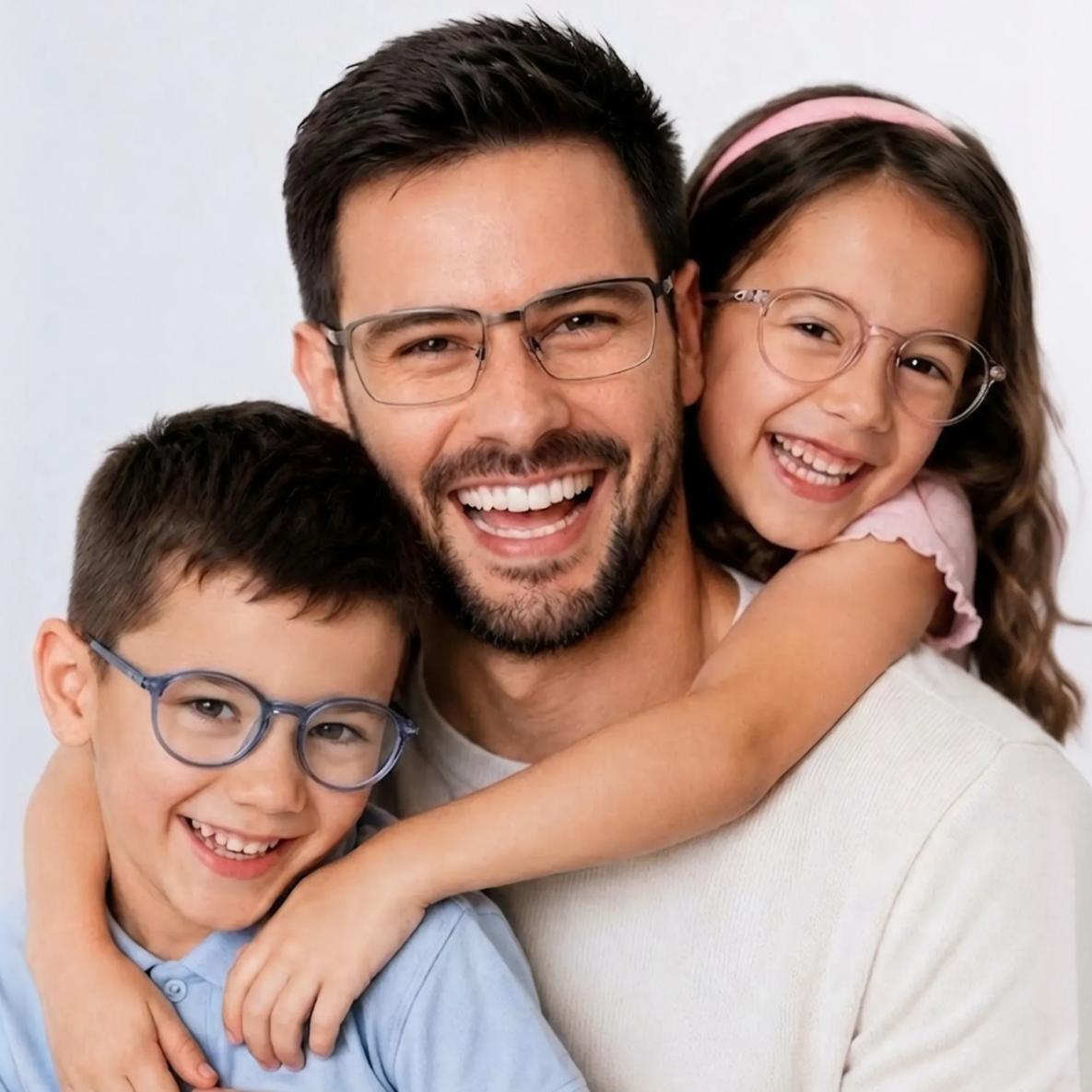 Family wearing 1001 Optometry glasses
