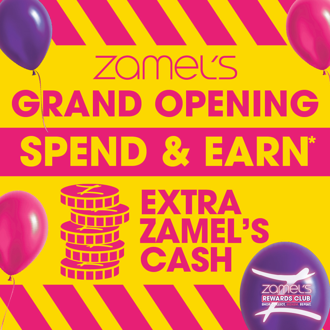 Text: Zamel's Grand Opening Spend & Earn